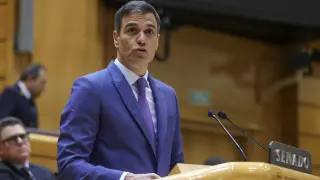 Pedro Sánchez durante el Pleno del Senado
