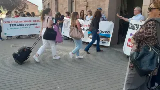 La manifestación ha tenido lugar en la estación de tren de Teruel.