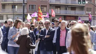 El presidente de Aragón, Javier Lambán, en la manifestación del 1º de Mayo en Zaragoza.