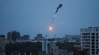 Ataque con drones a Kiev este jueves por la tarde.