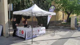Punto informativo de la campaña de recogida de materia orgánica de Huesca.