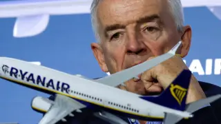 El consejero delegado del Grupo Ryanair, Michael O'Leary, en el anuncio de los nuevos aviones