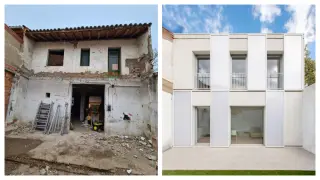 A la izquierda, una vivienda en La Paz antes de ser rehabilitada. A la derecha, la casa tras las obras.