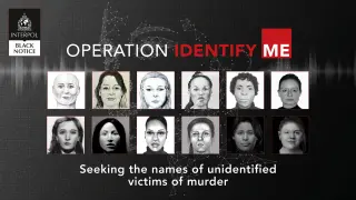 Un aviso de Interpol muestra la reconstrucción facial de doce mujeres asesinadas en Europa.