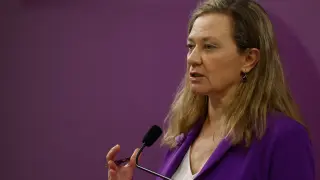 Virginia Rossell, delegada del Gobierno Contra la Violencia de Género, durante una rueda de prensa celebrada en la sede del Ministerio de Igualdad