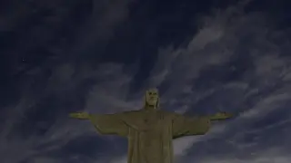 El Cristo Redentor de Río de Janeiro en penumbra