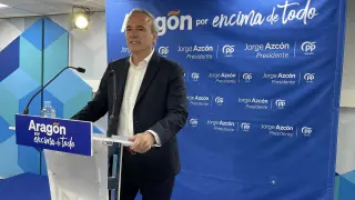 El presidente del PP Aragón y candidato a la Presidencia del Gobierno de Aragón, Jorge Azcón.