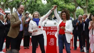 Nadia Calviño en Calatayud para respaldar la candidatura de la cabeza de lista del PSOE a la alcaldía de la localidad, Sandra Marín
