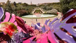 Vista del parque Grande el primer día de Zaragoza Florece 2023. gsc