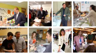 Candidatos aragoneses votan en la jornada electoral en Aragón.