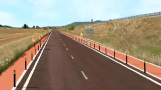 Imagen de cómo quedará la vía ciclista en la carretera N-330 entre Sabiñánigo y Jaca