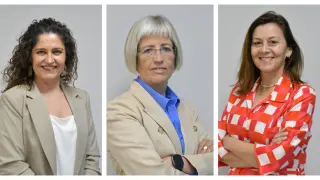Las cabezas de lista del PP en Cuarte de Huerva, Elena Lacalle; Caspe, Ana Jarque; y Utebo, María Jesús Sariñena.