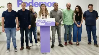 Maru Díaz y Fernando Rivarés se lamentan de los resultados electorales en la sede de Podemos
