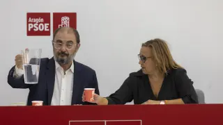 Foto de la reunión de la Comisión Ejecutiva Regional del PSOE Aragón, presidida por Javier Lambán