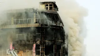 Incendio hospital edificio en una imagen de archivo recurso
