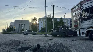 Consecuencias del bombardeo en Shebekino, región rusa de Belgorod.