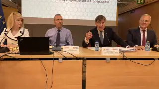 Aliaga defiende el proyecto de la empresa Helios Aragón en Monzón para crear un 'hub' europeo de hidrógeno natural