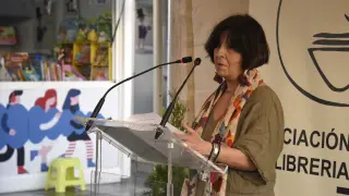 Ana Alcolea, el año pasado en la Feria del Libro de Huesca, donde fue pregonera.
