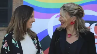 La vicepresidenta segunda del Gobierno, Yolanda Díaz, y la líder de Podemos, Ione Belarra