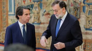 Aznar y Rajoy en la reunión del Real Instituto Elcano.