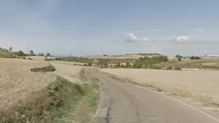Carretera A-1204 en el tramo entre Ejea de los Caballeros y Farasdués