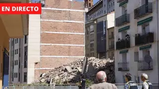 Edificio derrumbado en Teruel, en directo