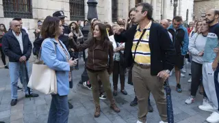 Protesta de afectados por el derrumbe de un edificio en Teruel