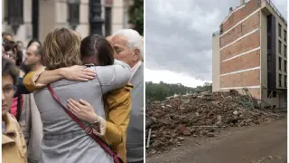 Conmoción entre los vecinos afectados por el derrumbe de su edificio en Teruel