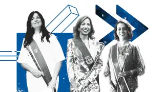 Imagen de las tres nuevas alcaldesas de Huesca, Zaragoza y Teruel