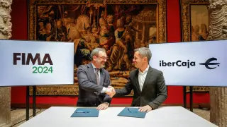 Firma del acuerdo Ibercaja y Feria de Zaragoza por la renovación del convenio de FIMA