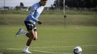 Santiago Mouriño, en un entrenamiento con la selección de Uruguay