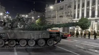 Un tanque de los Wagner en las calles de Rostov el sábado