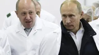 FILE - Businessman Yevgeny Prigozhin, left, shows Russian President Vladimir Putin, around his factory which produces school meals, outside St. Petersburg, Russia on Monday, Sept. 20, 2010. Prigozhin, the owner of the Wagner private military contractor who called for an armed rebellion aimed at ousting Russia's defense minister has confirmed in a video that he and his troops have reached Rostov-on-Don. (Alexei Druzhinin, Sputnik, Kremlin Pool Photo via AP, File) Associated Press/LaPresse Only Italy and Spain