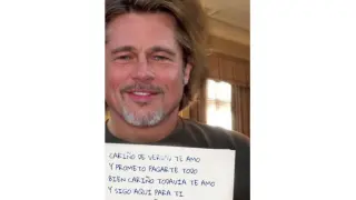 Uno de los fotomontajes de la persona que estafó a una vecina de Granada haciéndose pasar por Brad Pitt.