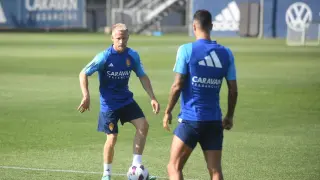Lecoeuche, en su primer día de entrenamiento con el Zaragoza.