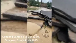 El Camino de la Fuente de la Junquera de Zaragoza, destrozado por la tormenta