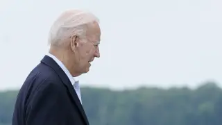 President Joe Biden walks to board Air Force One at Dover Air Force Base in Delaware, Sunday, July 9, 2023. Biden is heading to Europe to meet with King Charles III and attend the NATO Summit. (AP Photo/Susan Walsh)