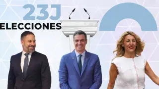 Debate RTVE con Pedro Sánchez, Santiago Abascal y Yolanda Díaz.