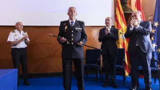 El nuevo jefe superior de la Policía Nacional en Aragón, Florentino Marín, este miércoles, durante la toma de posesión en Zaragoza.