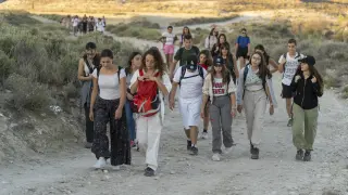 Peregrinos en Farlete camino de la Jornada Mundial de la Juventud 2023 de Lisboa