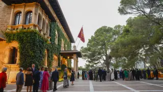 Imágenes de la recepción de los Reyes a la sociedad balear en el palacio de Marivent