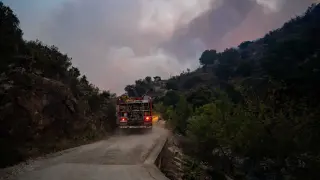 Spagna - Incendio boschivo a Portbou
