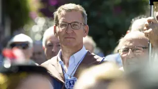El presidente del PP, Alberto Núñez Feijóo asiste a la LXXI Festa do Albariño