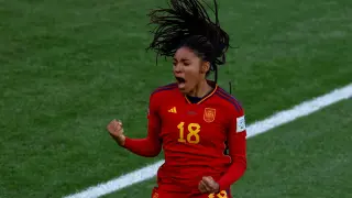 Salma Paralluelo tras marcar el gol que mete a España por primera vez en las semifinales del Mundial.