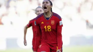 Salma Paralluelo tras marcar el gol que mete a España por primera vez en las semifinales del Mundial.