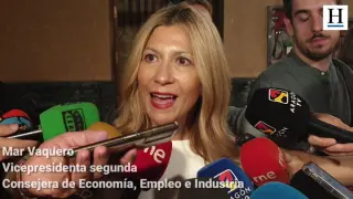 La Vicepresidenta segunda y Consejera de Economía, Empleo e Industria, Mar Vaquero, hace sus primeras declaraciones tras la toma de posesión de los consejeros del Gobierno de Aragón.