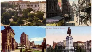 Algunas de las estampas de Zaragoza, varias de ellas coloreadas, del archivo municipal.