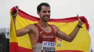 El español Álvaro Martín, campeón del mundo de 20 kilómetros marcha en Budapest (Hungría)
