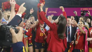 La reina Letizia, durante las celebraciones de la selección española femenina de fútbol.