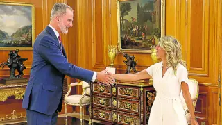 El Rey recibe a la líder de Sumar Yolanda Díaz.